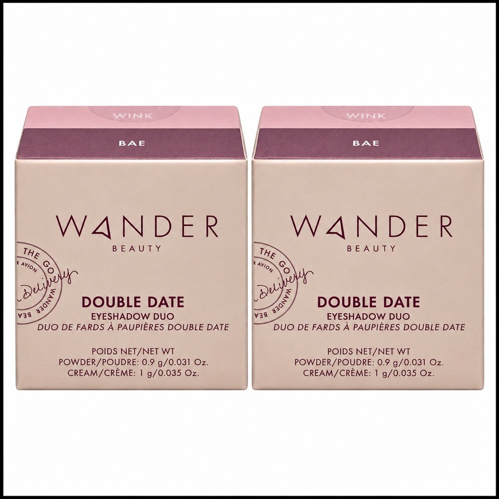 2 x Wander Beauty Double Date Eyeshadow Duo Wink Bae Plum Matte Pearl New in Box